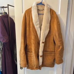 Shearling Leather Jacket with Cream Sheepskin Lining - Men's Tan